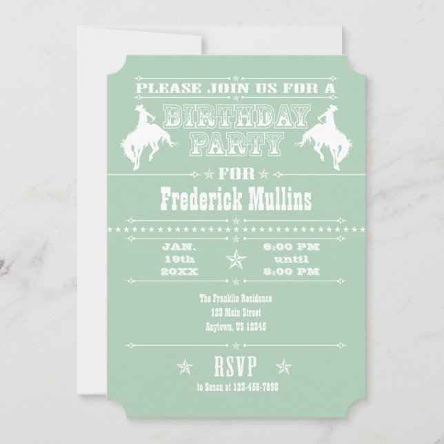 Invitación a la fiesta de cumpleaños de Rodeo de C (Anverso)