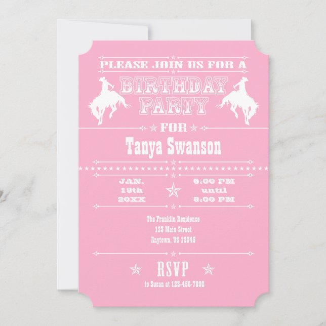 Invitación a la fiesta de cumpleaños de Rodeo de C (Anverso)