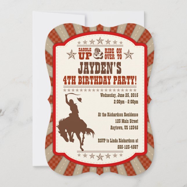 Invitación a la fiesta de cumpleaños de Rodeo de V (Anverso)