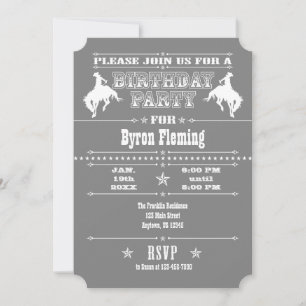 Invitación a la fiesta de cumpleaños de Rodeo Gris