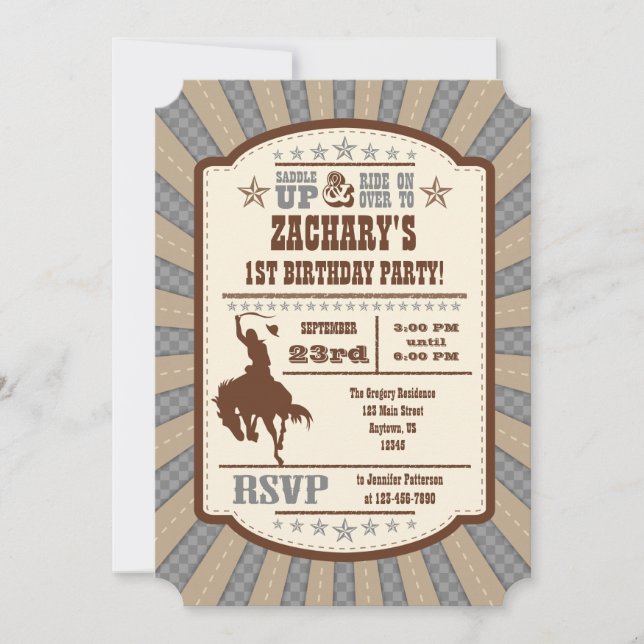Invitación a la fiesta de cumpleaños de Rodeo Gris (Anverso)