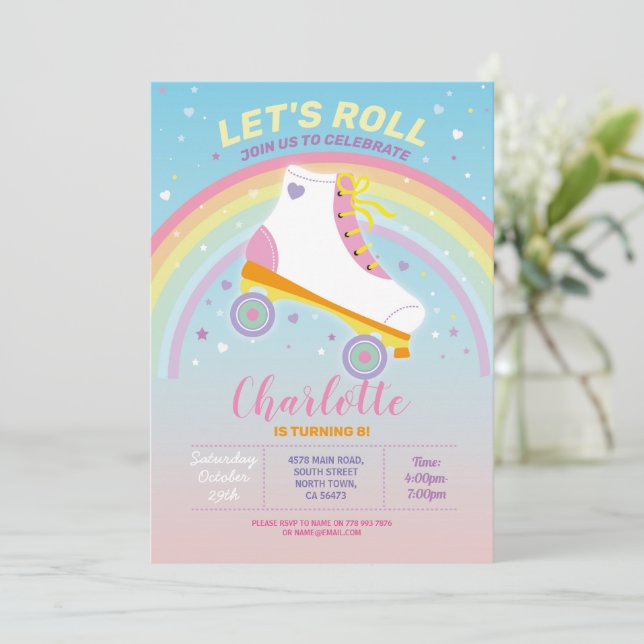 Invitación a la fiesta de cumpleaños de Roll Rolle (Anverso de pie)