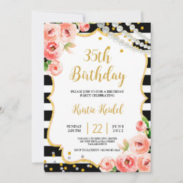 Invitación a la fiesta de cumpleaños de rosas y Pe