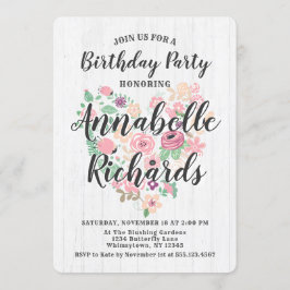 Invitación a la fiesta de cumpleaños de Rubor Pink