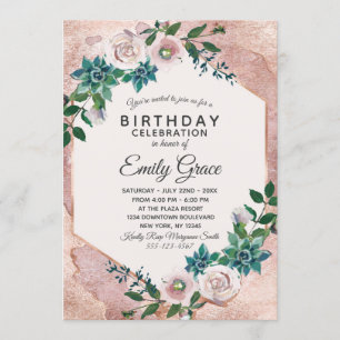 Invitación a la fiesta de cumpleaños de Rubor Pink