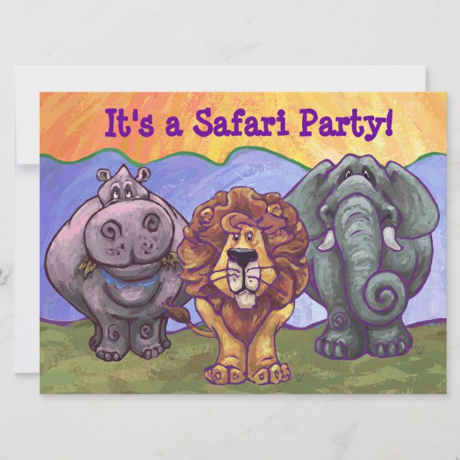 Invitación a la fiesta de cumpleaños de Safari (Anverso)