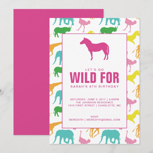 Invitación a la fiesta de cumpleaños de Safari Ani (Anverso / Reverso)