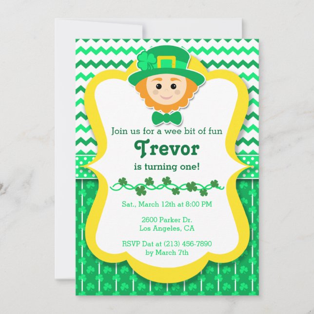 Invitación a la fiesta de cumpleaños de San Paddy (Anverso)