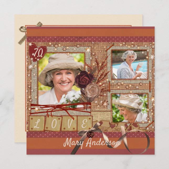 Invitación a la fiesta de cumpleaños de Shabby Chi (Anverso / Reverso)