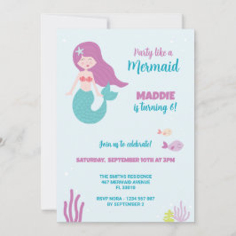 Invitación a la fiesta de cumpleaños de Sirena