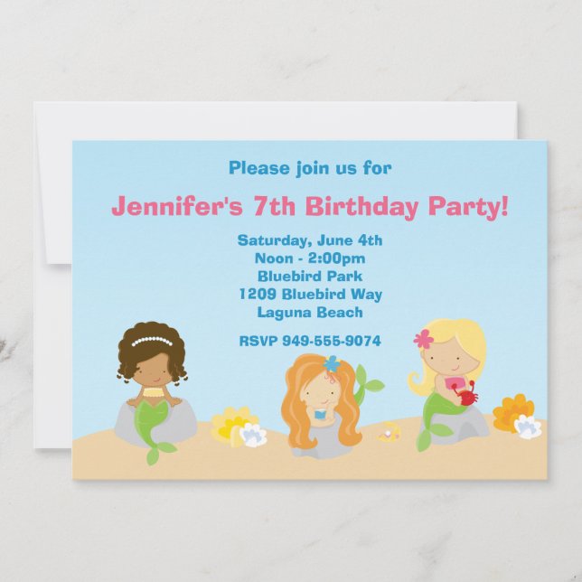 Invitación a la fiesta de cumpleaños de Sirena (Anverso)