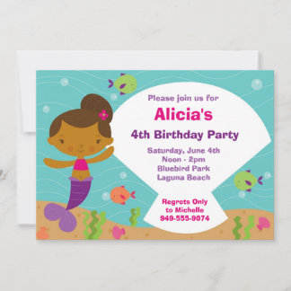 Invitación a la fiesta de cumpleaños de Sirena