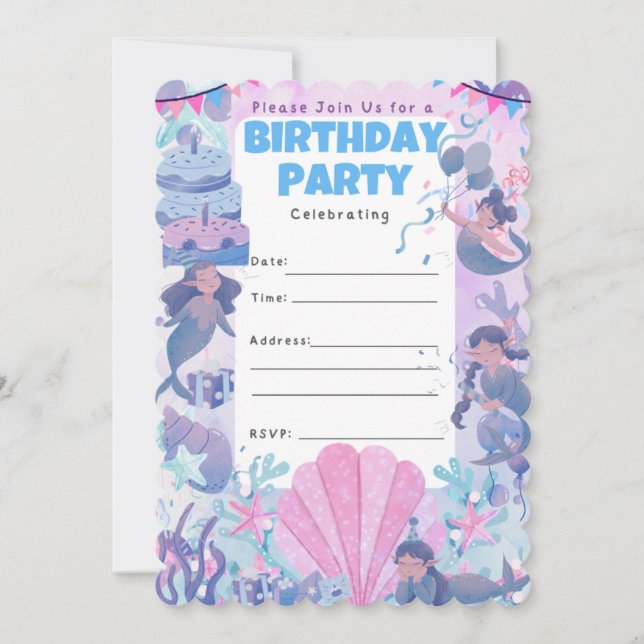 Invitación a la fiesta de cumpleaños de SIRENA (Anverso)