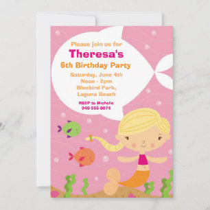 Invitación a la fiesta de cumpleaños de Sirena