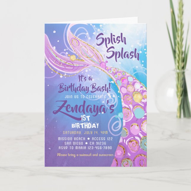 Invitación a la fiesta de cumpleaños de Sirena (Anverso)