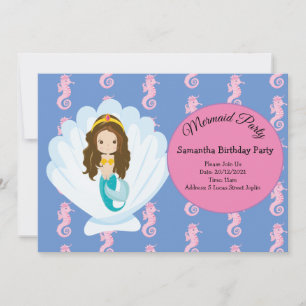 Invitación a la fiesta de cumpleaños de sirena ama