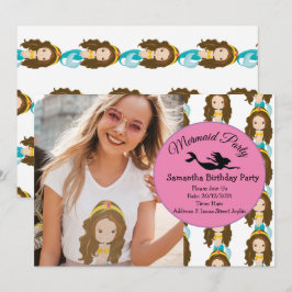 Invitación a la fiesta de cumpleaños de sirena ama