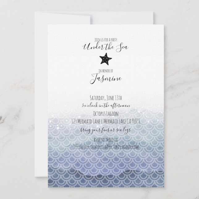 Invitación a la fiesta de cumpleaños de Sirena baj (Anverso)