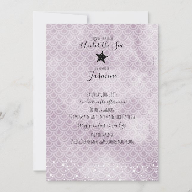 Invitación a la fiesta de cumpleaños de Sirena baj (Anverso)
