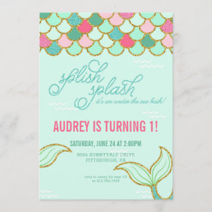 Invitación a la fiesta de cumpleaños de Sirena - P