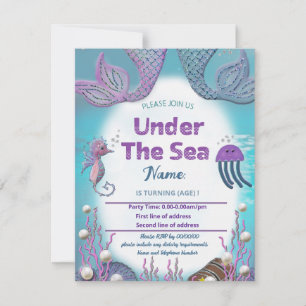 Invitación a la fiesta de cumpleaños de sirena par