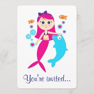 Invitación a la fiesta de cumpleaños de sirena y d