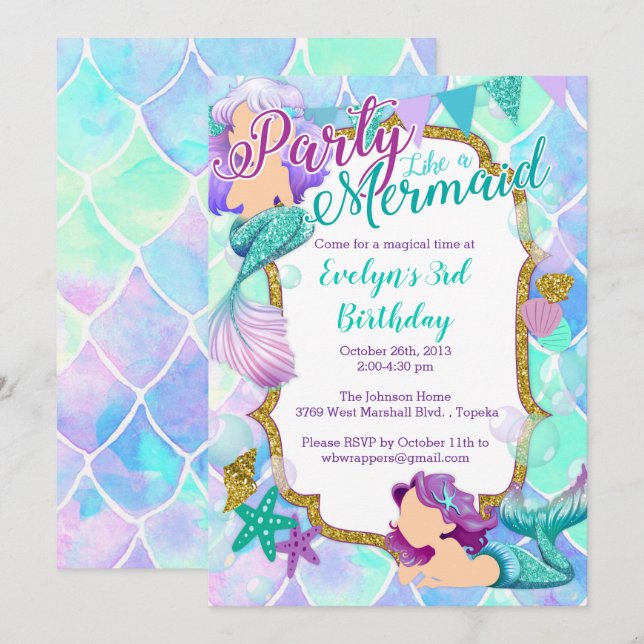 Invitación a la fiesta de cumpleaños de sirvienta  (Anverso / Reverso)
