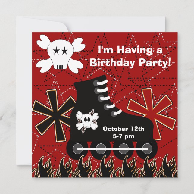 Invitación a la fiesta de cumpleaños de Skater Dud (Anverso)