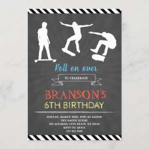 Invitación a la fiesta de cumpleaños de sketboard