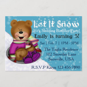 Invitación a la fiesta de cumpleaños de Sledding