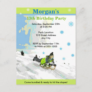 Invitación a la fiesta de cumpleaños de Sledding d