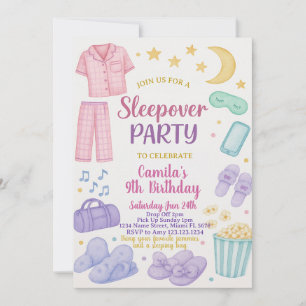 Invitación a la fiesta de cumpleaños de Sleepover 