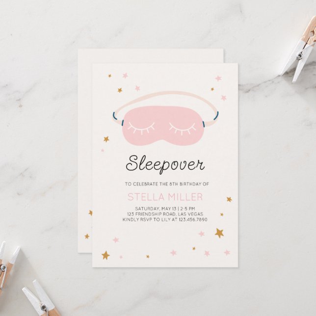 Invitación a la fiesta de cumpleaños de Sleepover (Anverso/Reverso In Situ)