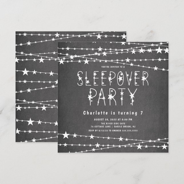 Invitación a la fiesta de cumpleaños de Sleepover  (Anverso / Reverso)