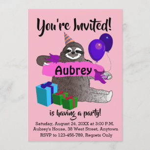 Invitación a la fiesta de cumpleaños de Sloth Girl