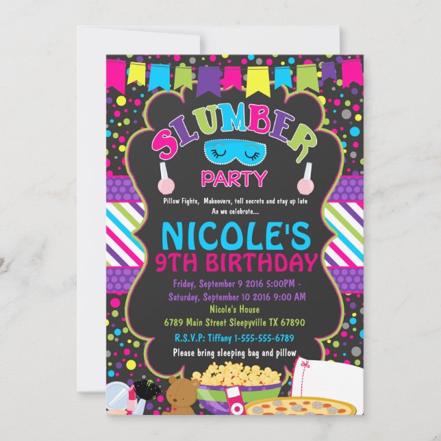 Invitación a la fiesta de cumpleaños de Slumber Sl (Anverso)
