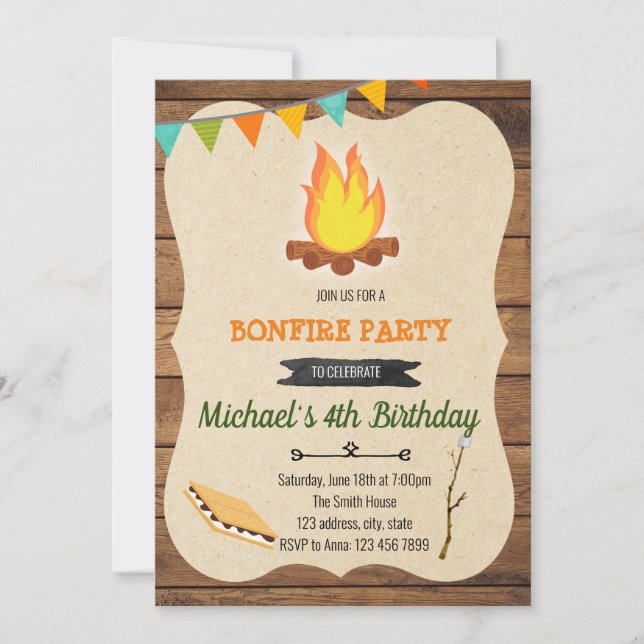 Invitación a la fiesta de cumpleaños de S'more bon (Anverso)