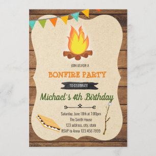 Invitación a la fiesta de cumpleaños de S'more bon