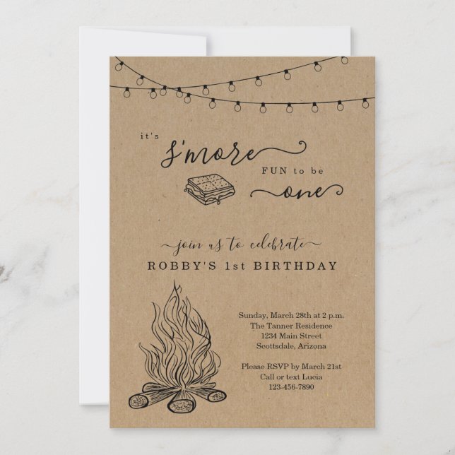 Invitación a la fiesta de cumpleaños de S'mores (Anverso)