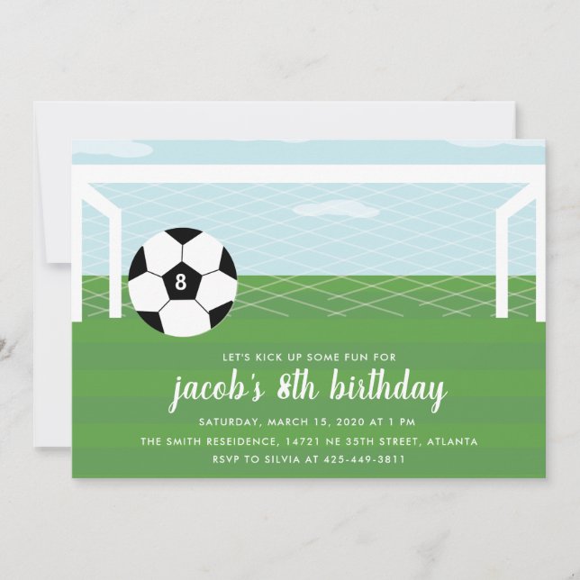 Invitación a la fiesta de cumpleaños de Soccer Fun (Anverso)
