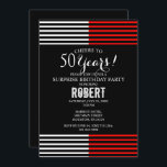 Invitación a la fiesta de cumpleaños de sorpresa n<br><div class="desc">Invitación a la fiesta de cumpleaños de sorpresa negra y roja. Elementos de coordinación disponibles.</div>