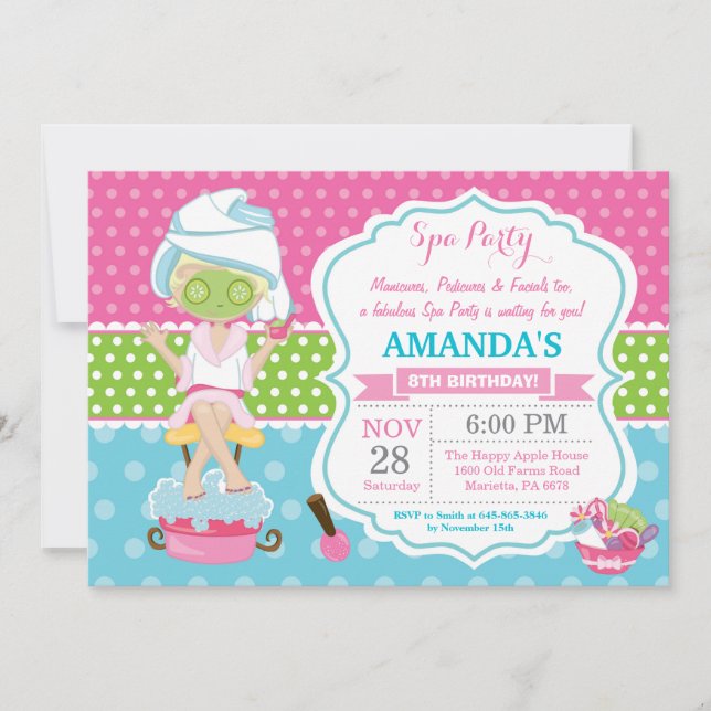Invitación a la fiesta de cumpleaños de Spa Sleepo (Anverso)