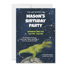 Invitación a la fiesta de cumpleaños de Space Dino