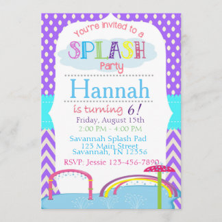 Invitación a la fiesta de cumpleaños de Splash Pad