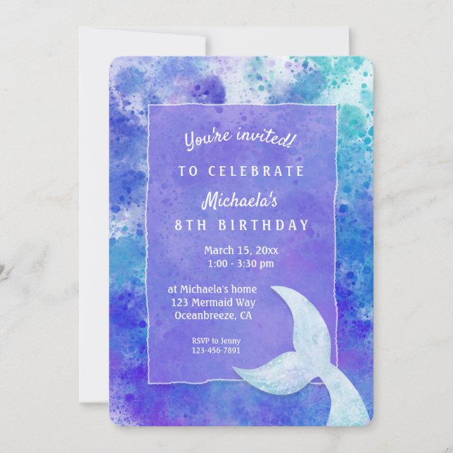 Invitación a la fiesta de cumpleaños de Splashy Me (Anverso)