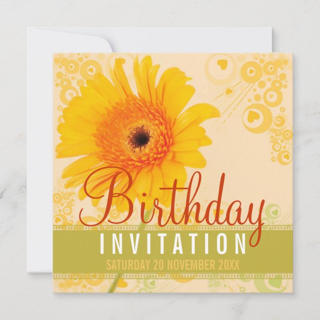 Invitación a la fiesta de cumpleaños de Spring Gar (Anverso)