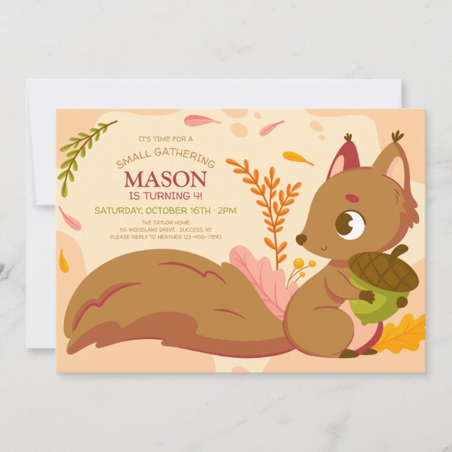 Invitación a la fiesta de cumpleaños de Squirrel (Anverso)