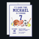 Invitación a la fiesta de cumpleaños de Star Sport<br><div class="desc">EDITABLE Es Tiempo de Juego Invitación al Aniversario de Todos los Deportes Estrella Elegante Evento Deportivo Múltiple Todas las Edades Cumpleaños Invitar a Todos los Hombres Temático Deportivo Estrella Invitar a la Fiesta de Cumpleaños Deportivo</div>