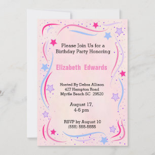 Invitación a la fiesta de cumpleaños de Stars and 