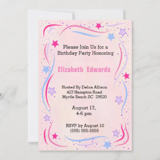 Invitación a la fiesta de cumpleaños de Stars and 